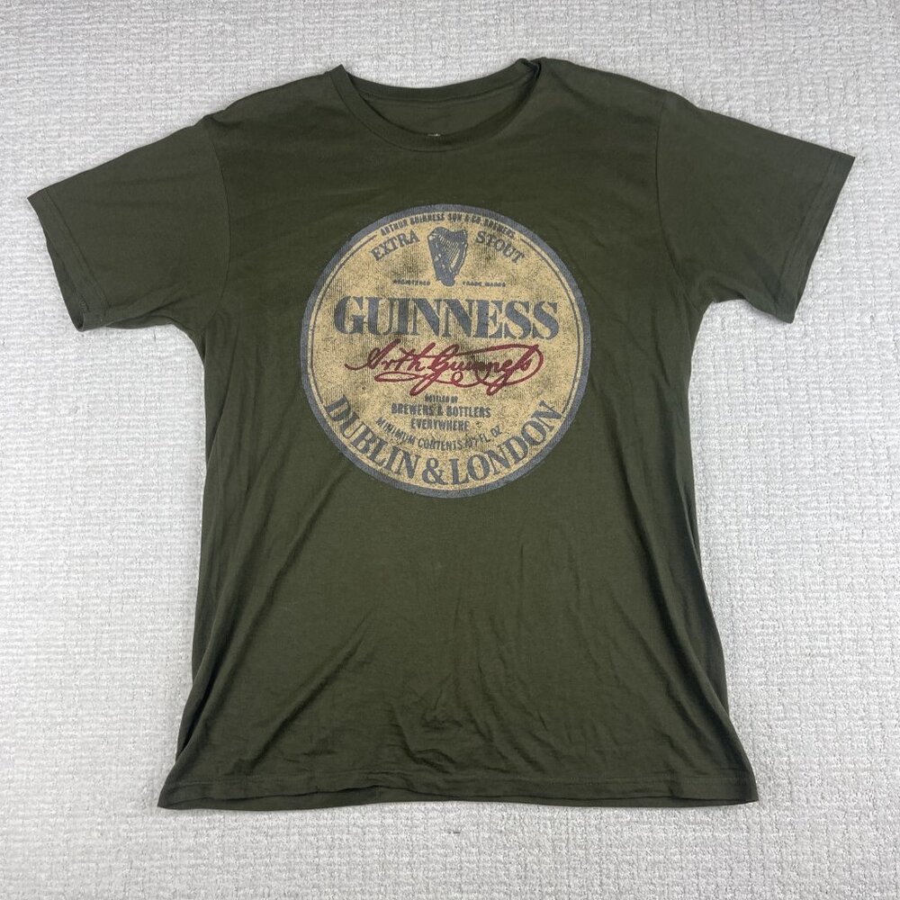 Guinness Irish beer shirt Men L Olive Green casual Ireland St Patrick's day Read